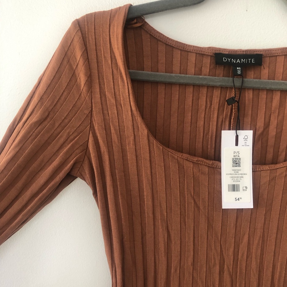 Dynamite Scoopneck Brown Dress